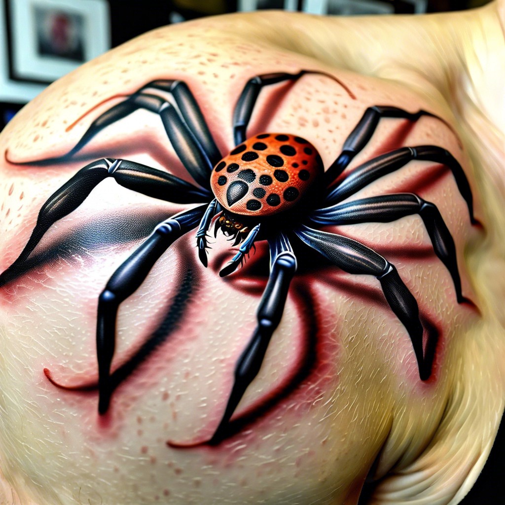 3d tattoo design to give the spider legs a realistic appearance