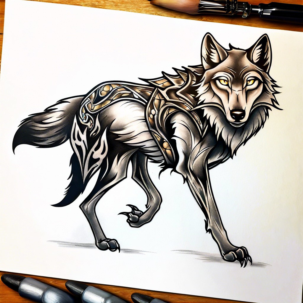 a firefly logo merging into a wolf