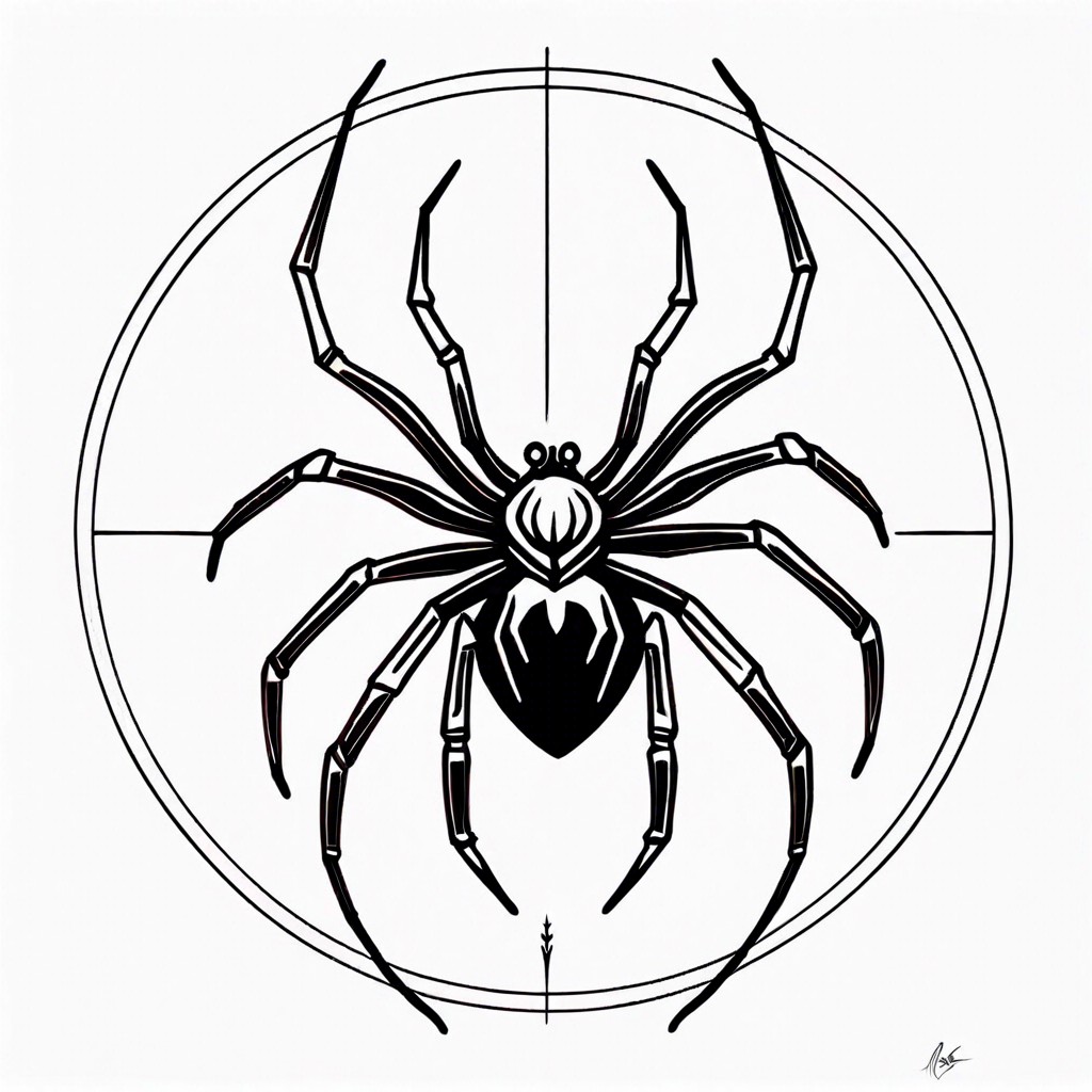 a minimalist single line design that outlines the spiders shape