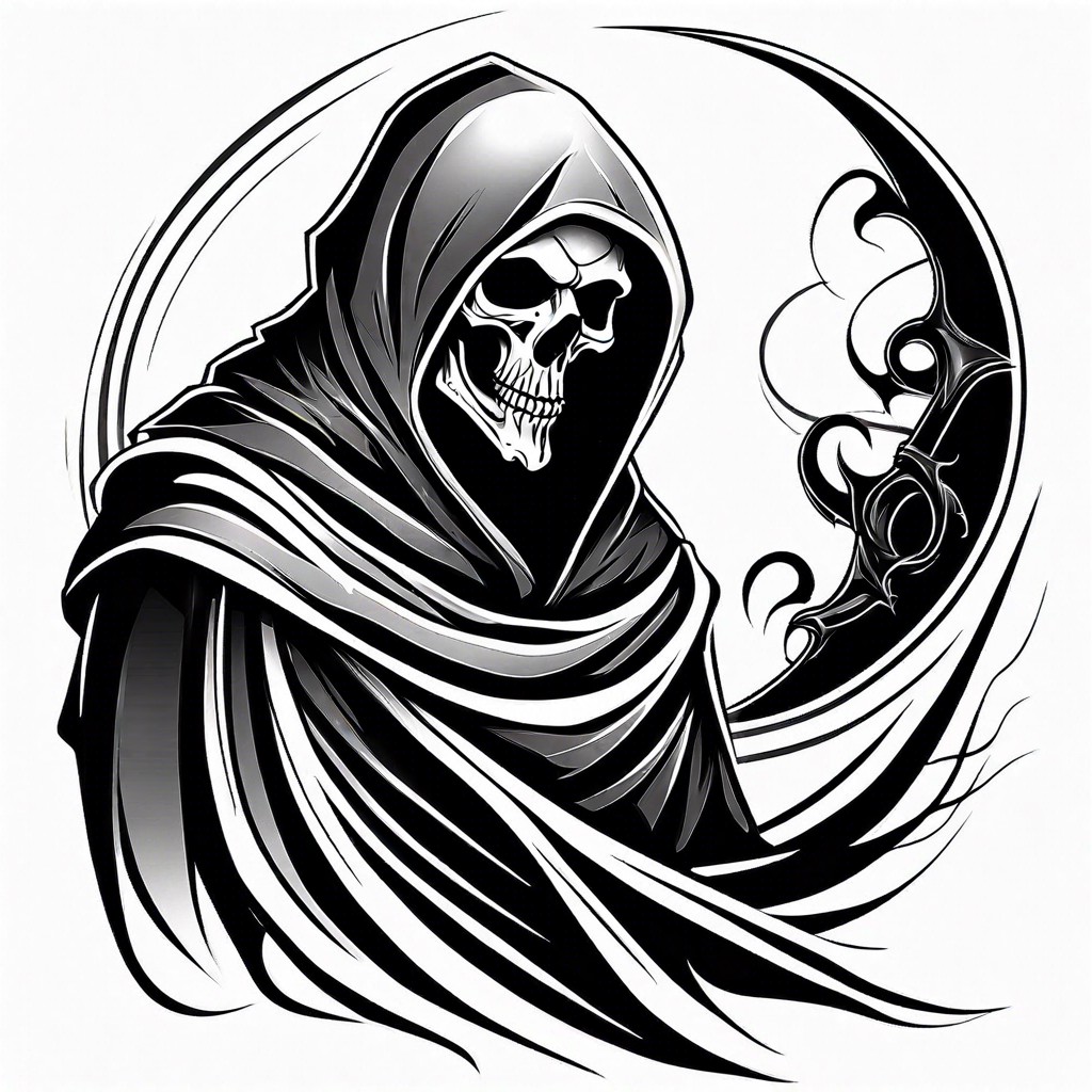 abstract reaper with flowing robes