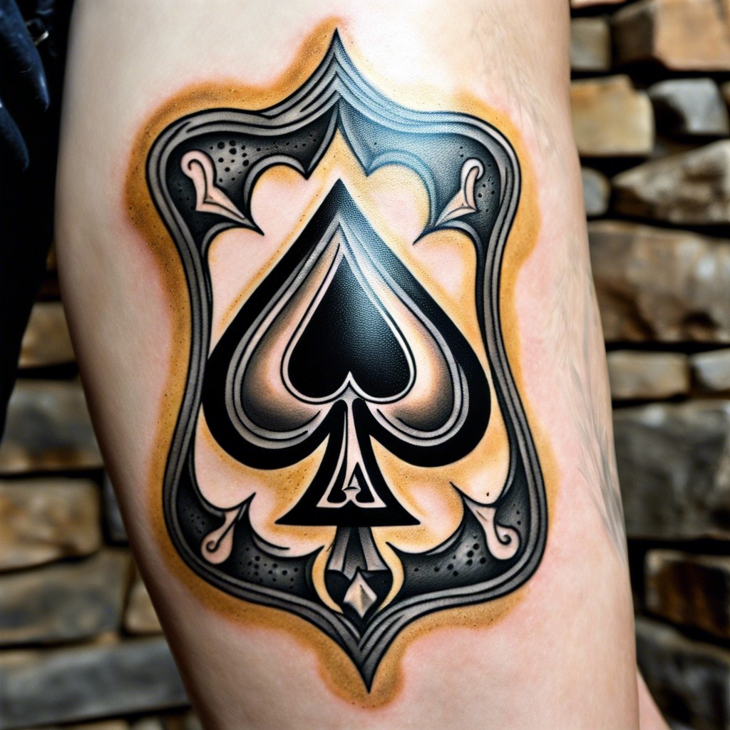 ace of spades breaking through stone symbolizing strength