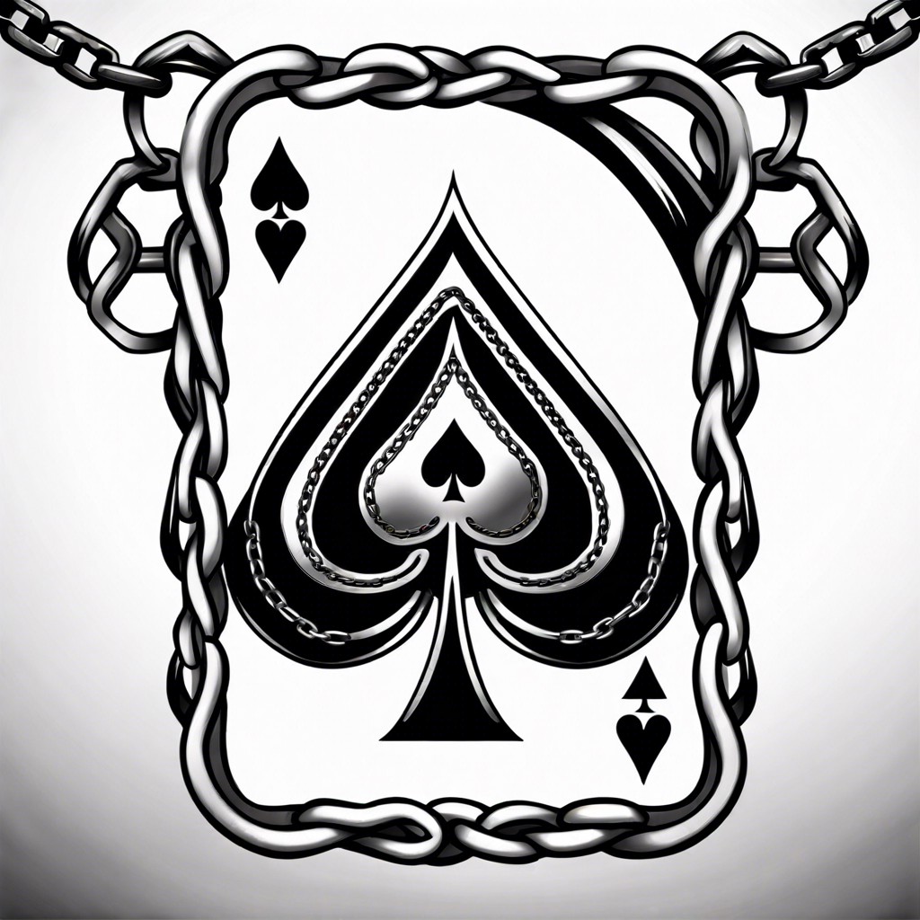 ace of spades surrounded by a chain or barbed wire