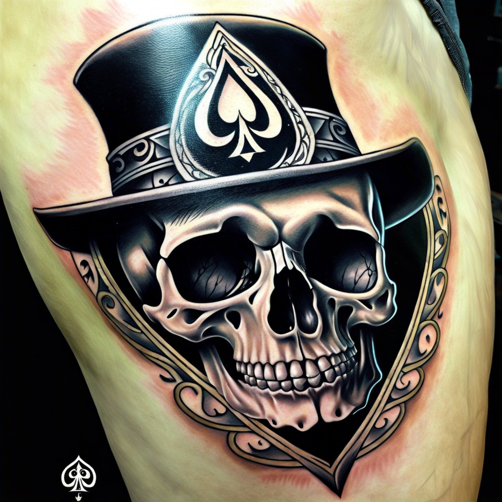 classic ace of spades with a skull in the center