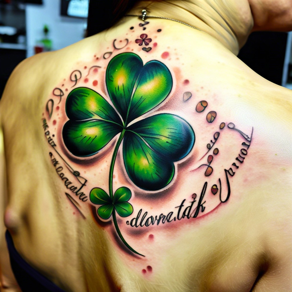 clover composed of tiny handwritten inspirational words