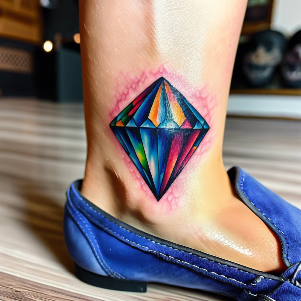 colorful jewel toned diamond on the ankle