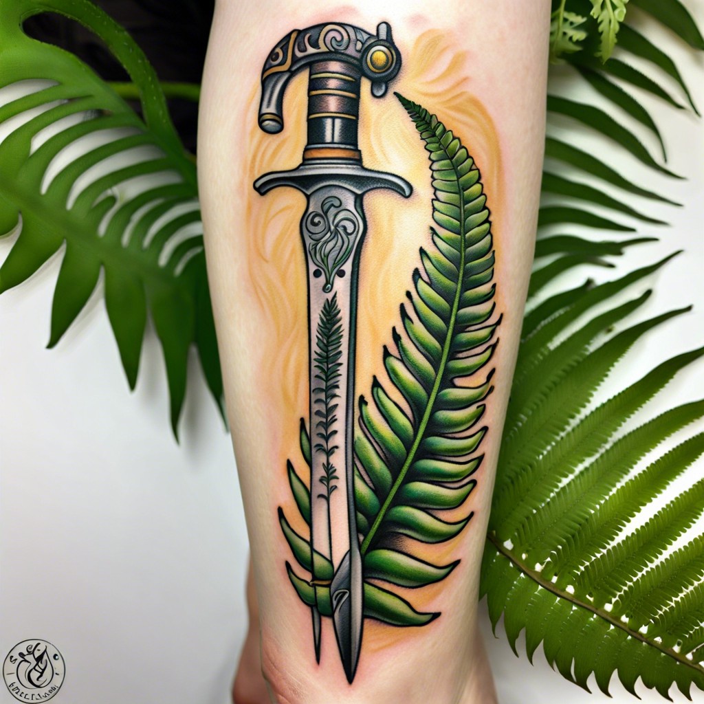 ellies switchblade with a fern background