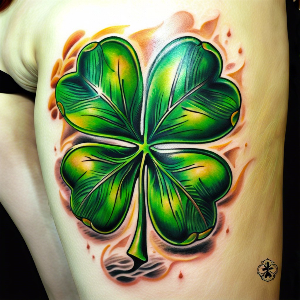 four leaf clover with each leaf symbolizing one element earth water fire air