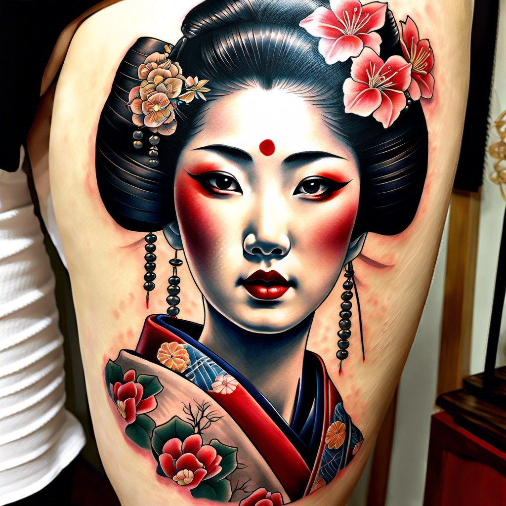 geisha portrait with a detailed kimono