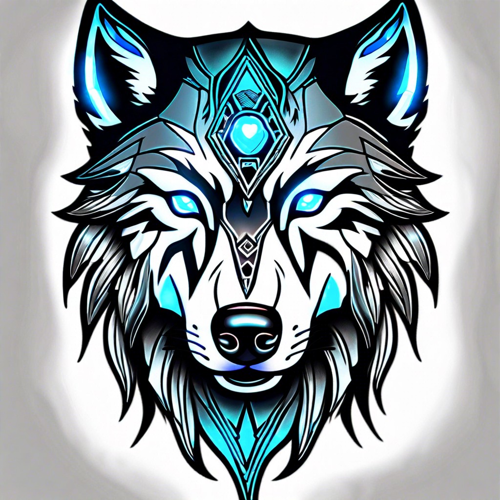 glowing digital wolf