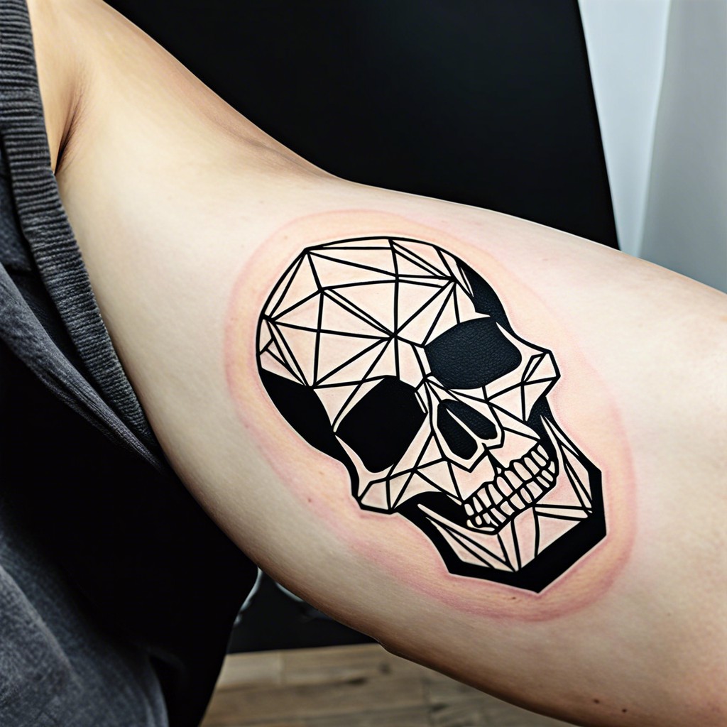 minimalist geometric skull tattoo