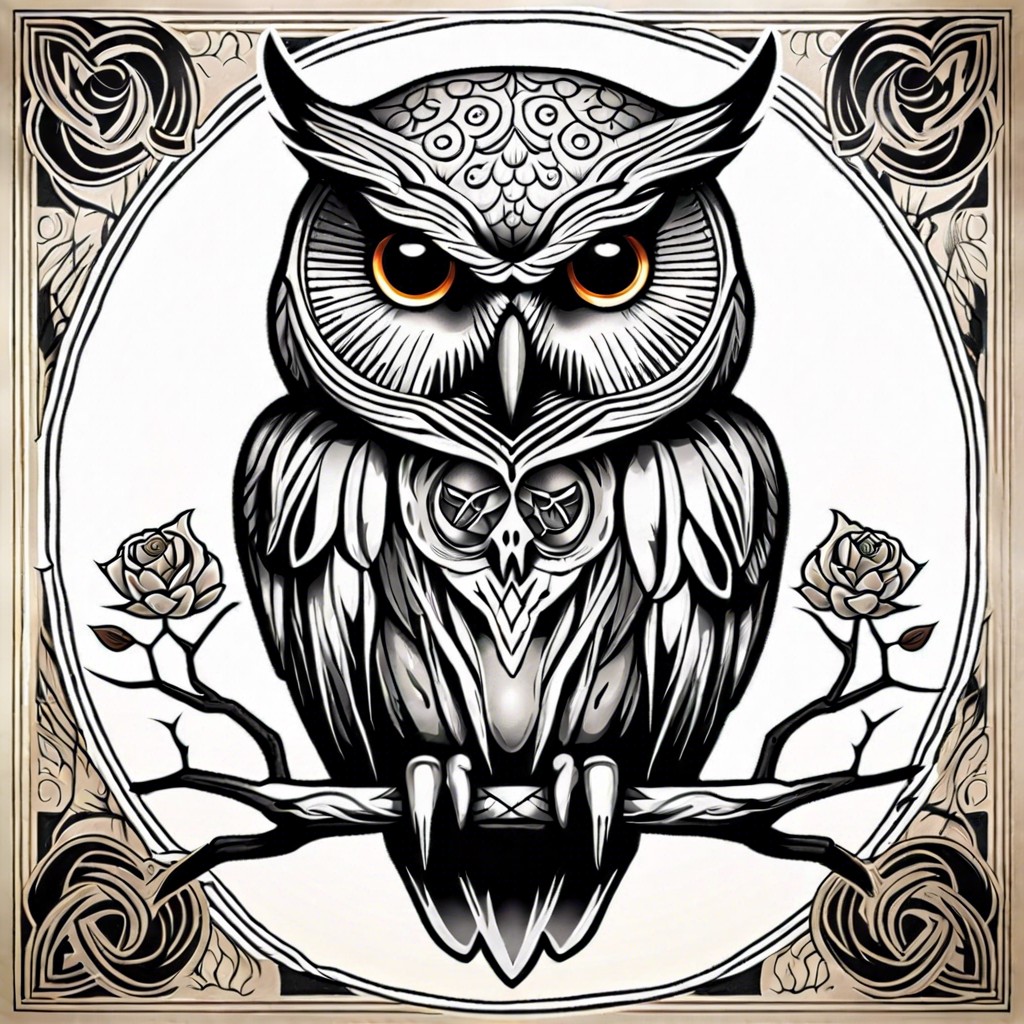 owl and skull combination symbolizing wisdom and mortality