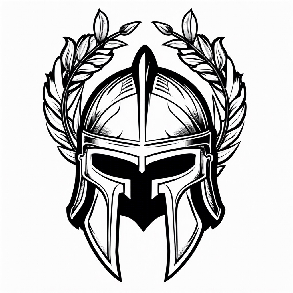 spartan helmet with laurel wreath