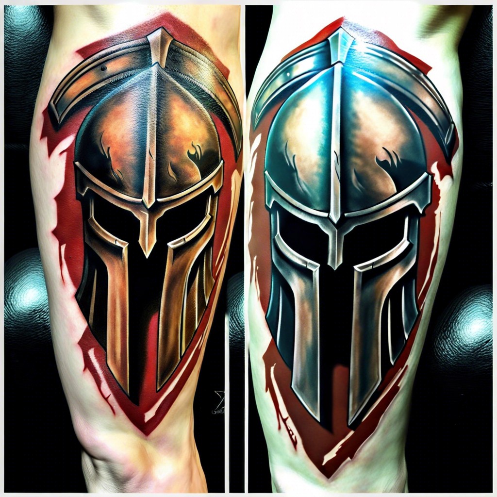 spartan shield with battle scars