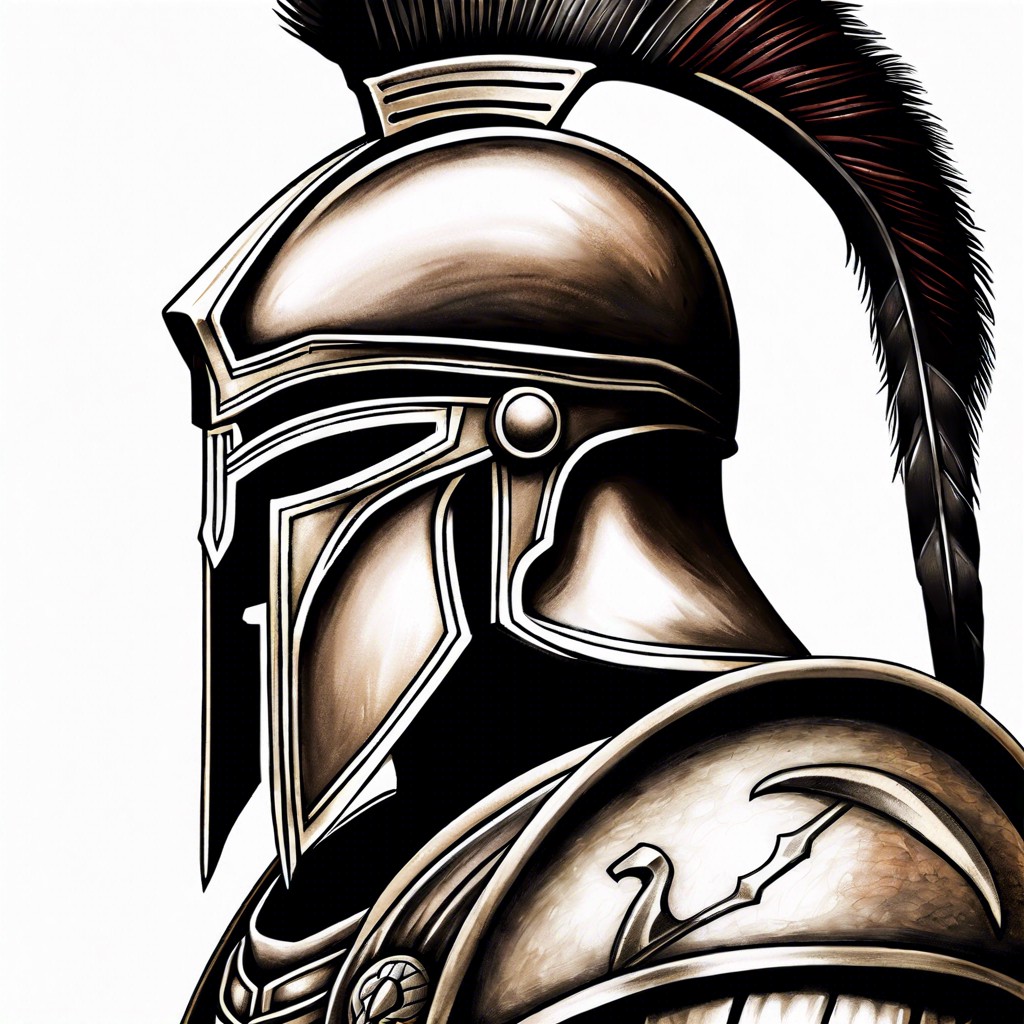 spartan spear and helmet in cross formation