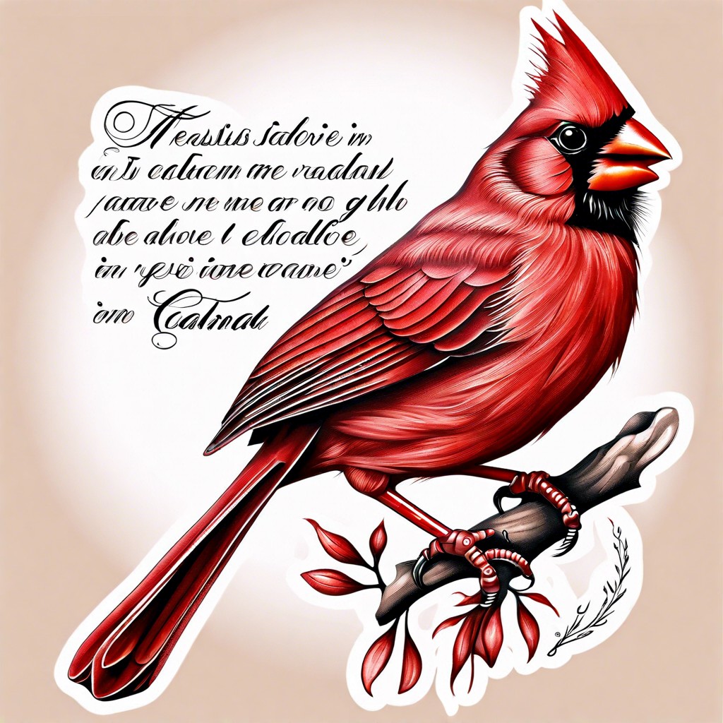 stylized cardinal paired with a quote in elegant script