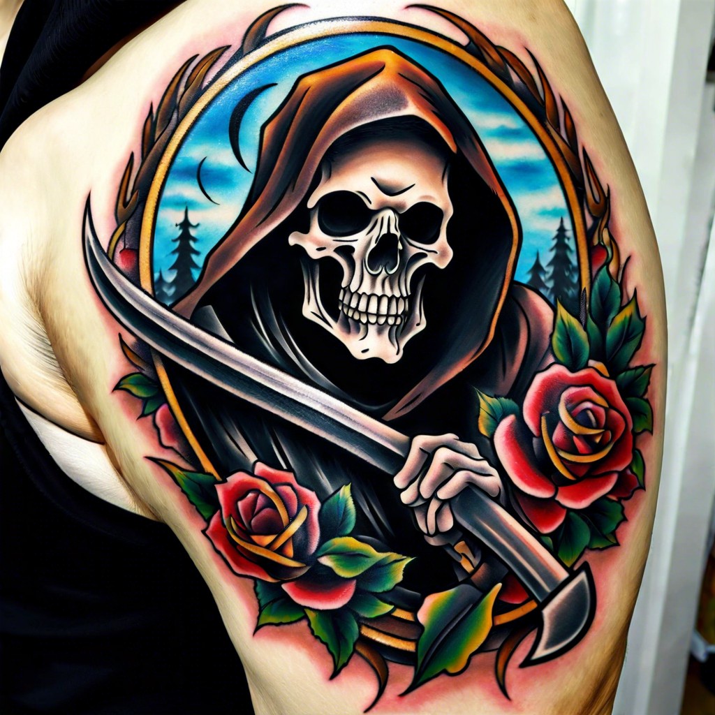 traditional grim reaper with scythe