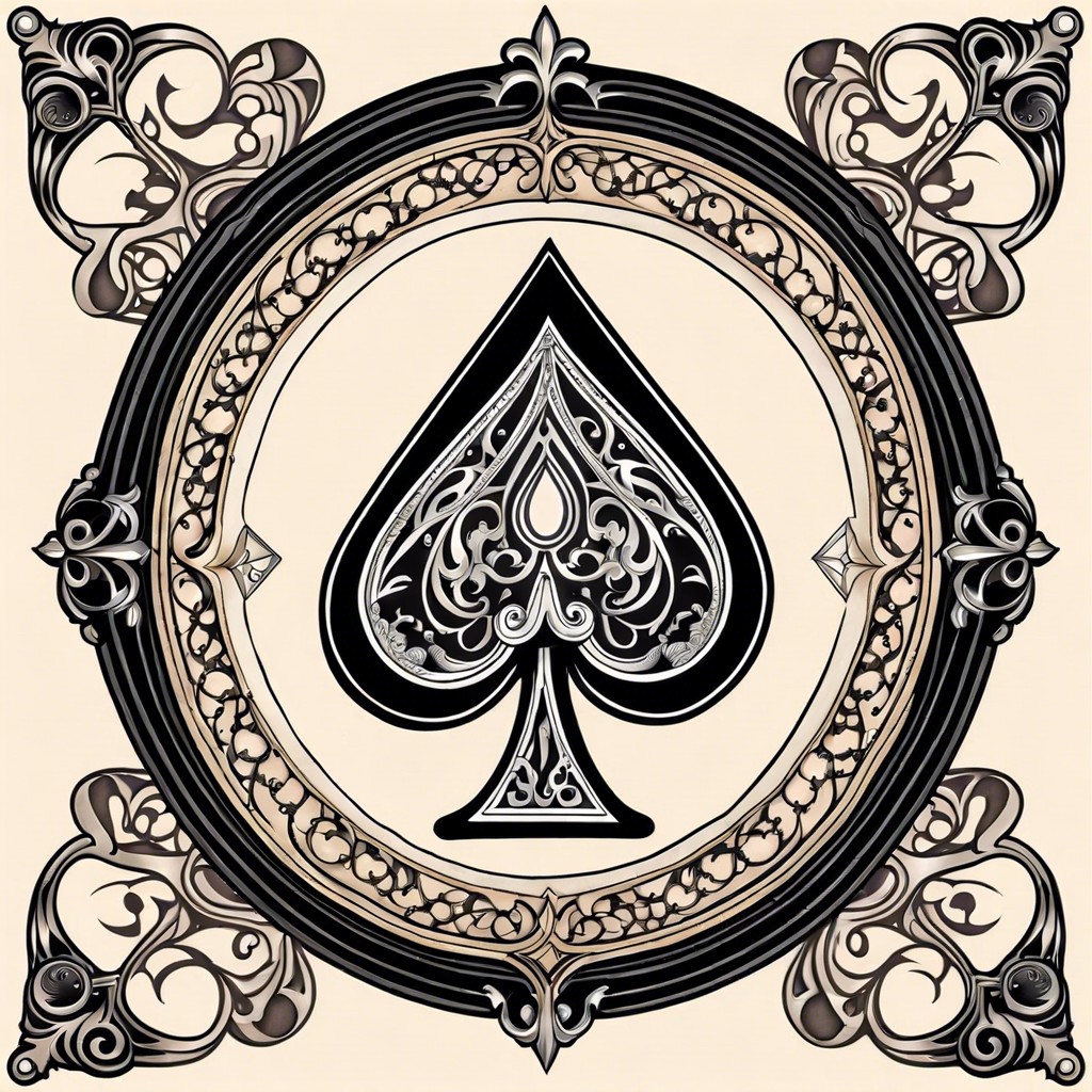 vintage ace of spades with a victorian frame and detailed filigree