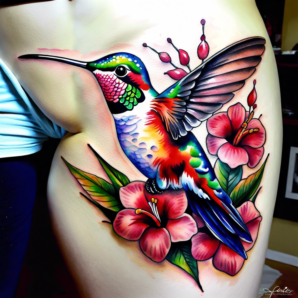 watercolor hummingbird on the hip