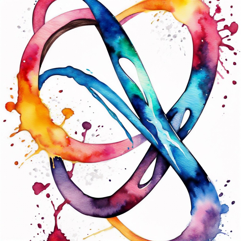 watercolor infinity sign with splashes of vibrant colors