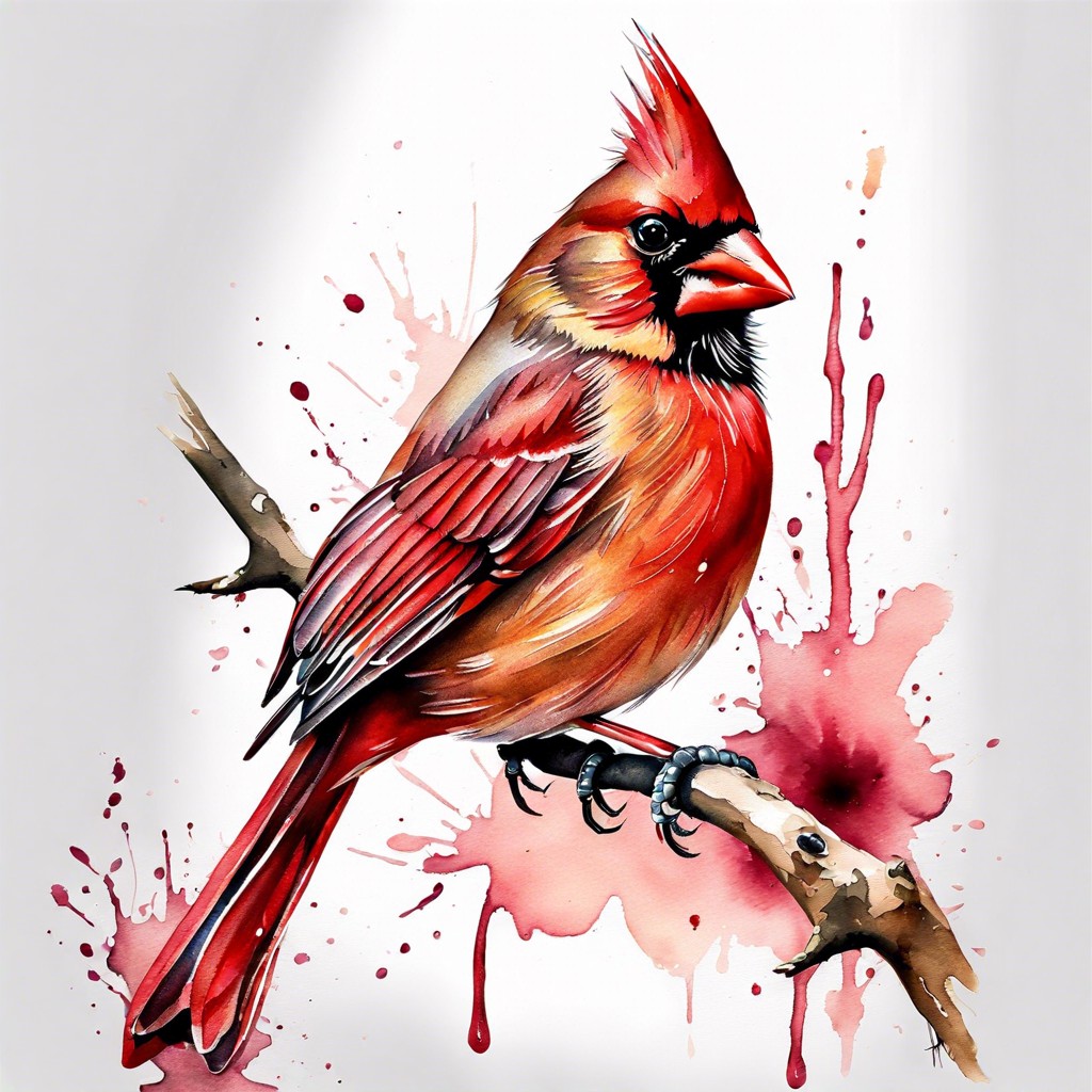 watercolor splash cardinal incorporating vibrant hues