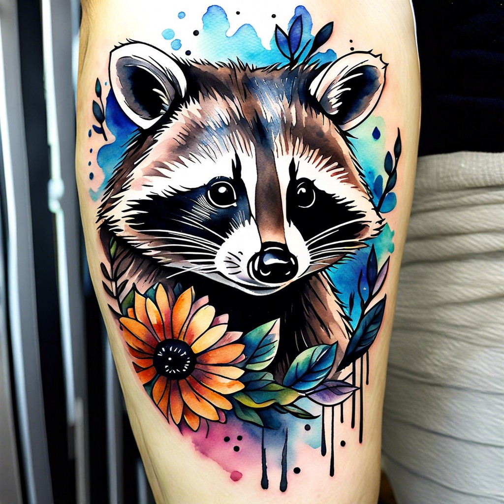 watercolor raccoon